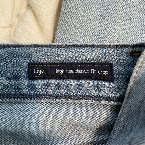 CITIZENS of Humanity Liya High Rise Classic Fit Crop Blue Distressed Jeans 25 - Picture 4 of 9